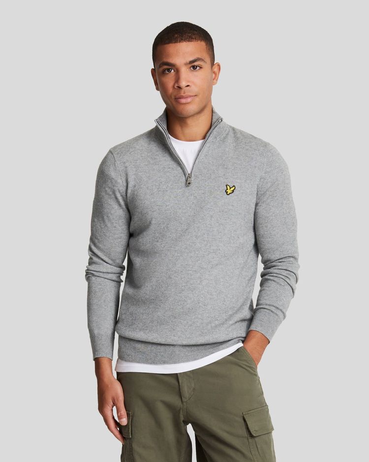 Lyle & Scott Pull Grijs heren (COTTON MERINO QUARTER ZIP JUMPER - KN2112V.T28) - GL Sport (Sluis)