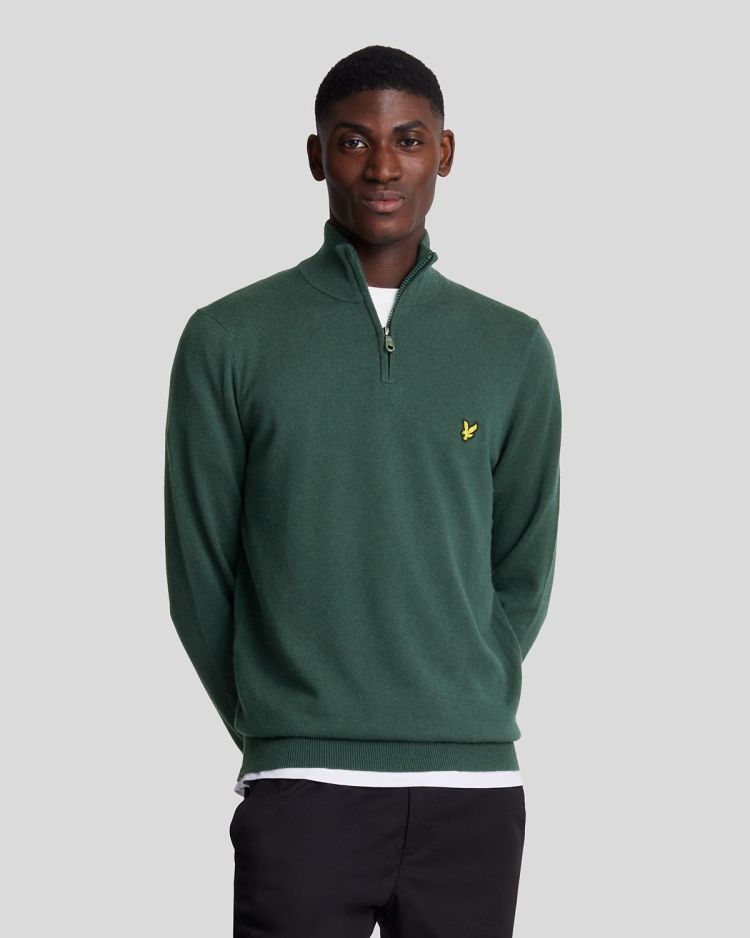 Lyle & Scott Pull Groen heren (COTTON MERINO QUARTER ZIP JUMPER - KN2112V.X311) - GL Sport (Sluis)