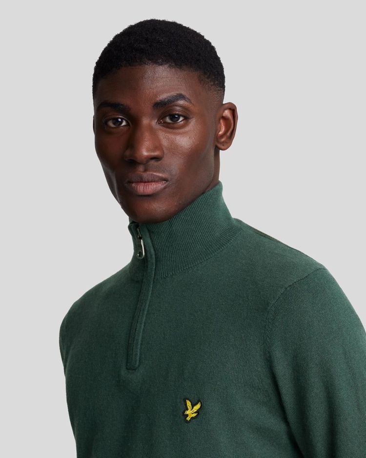 Lyle & Scott Pull Groen heren (COTTON MERINO QUARTER ZIP JUMPER - KN2112V.X311) - GL Sport (Sluis)