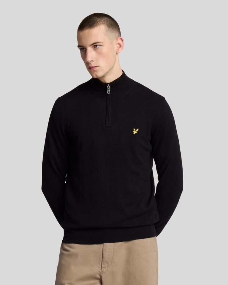Lyle & Scott Pull Zwart heren (COTTON MERINO QUARTER ZIP JUMPER - KN2112VC.Z865) - GL Sport (Sluis)