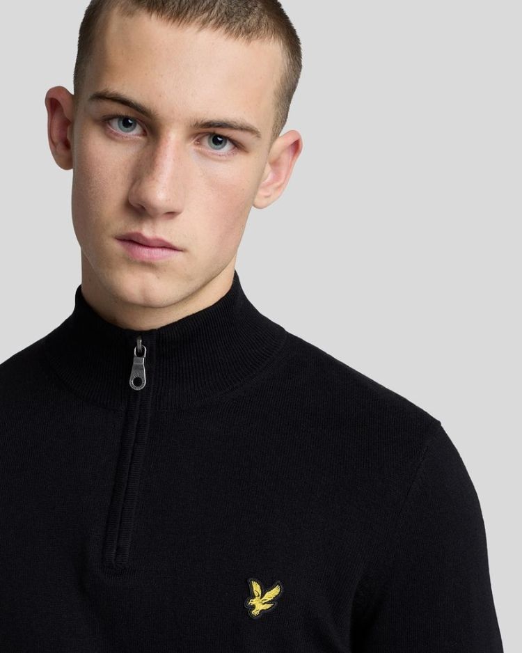 Lyle & Scott Pull Zwart heren (COTTON MERINO QUARTER ZIP JUMPER - KN2112VC.Z865) - GL Sport (Sluis)