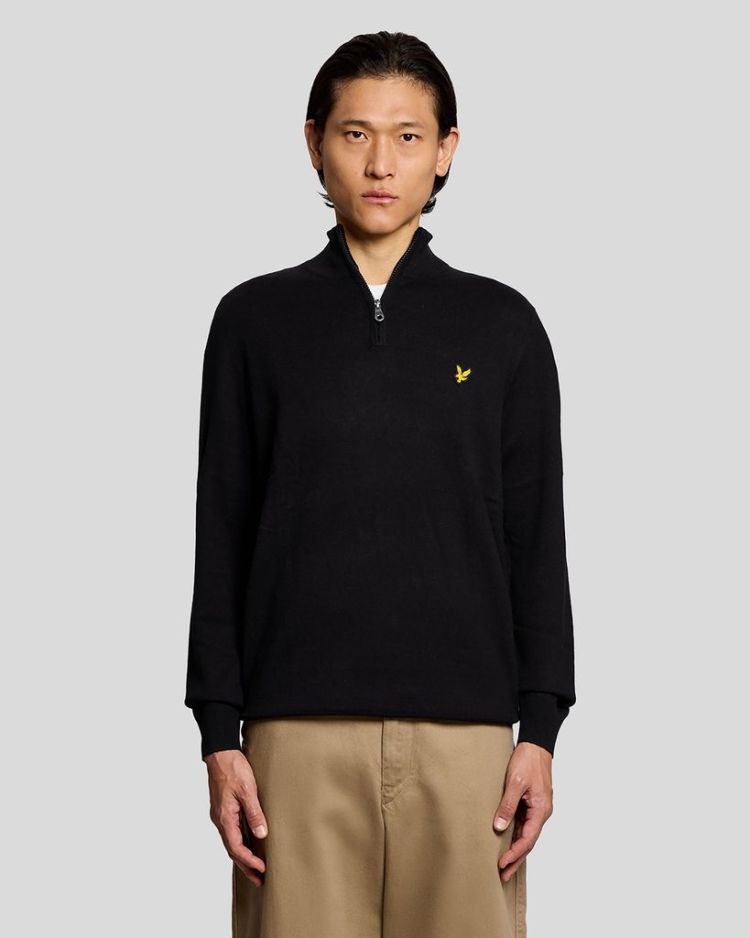 Lyle & Scott Pull Zwart heren (COTTON MERINO QUARTER ZIP JUMPER - KN2112VC.Z865) - GL Sport (Sluis)