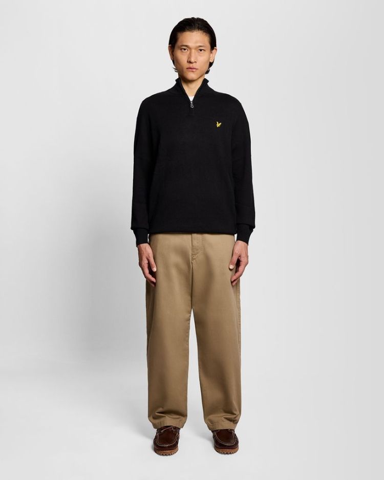 Lyle & Scott Pull Zwart heren (COTTON MERINO QUARTER ZIP JUMPER - KN2112VC.Z865) - GL Sport (Sluis)