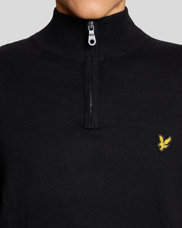 Lyle & Scott Pull Zwart heren (COTTON MERINO QUARTER ZIP JUMPER - KN2112VC.Z865) - GL Sport (Sluis)