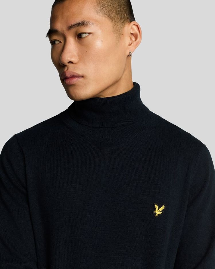 Lyle & Scott Pull Blauw heren (COTTON MERINO TURTLENECK JUMPER - KN2103VC.Z271) - GL Sport (Sluis)
