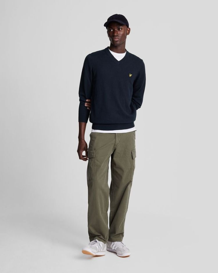 Lyle & Scott Pull Blauw heren (COTTON MERINO V-NECK JUMPER - KN2111VC.Z271) - GL Sport (Sluis)