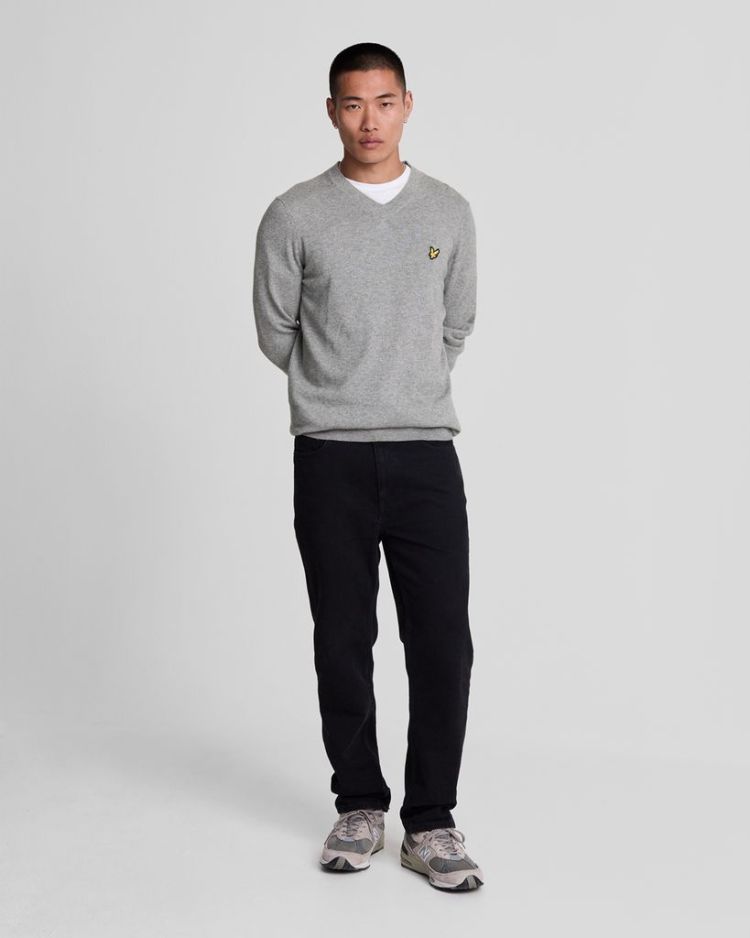 Lyle & Scott Pull Grijs heren (COTTON MERINO V-NECK JUMPER - KN2111VC.T28) - GL Sport (Sluis)