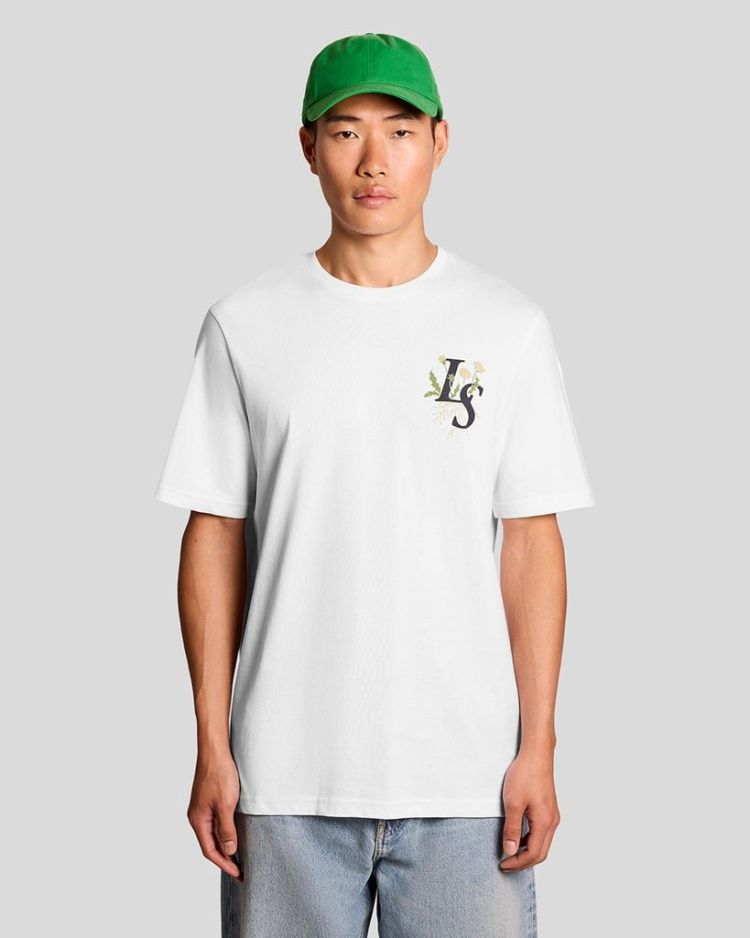 Lyle & Scott T-shirt Wit heren (DANDELION SCRIPT GRAPHIC T-SHIRT - TS2417V.626) - GL Sport (Sluis)