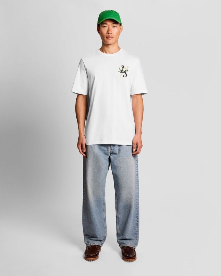 Lyle & Scott T-shirt Wit heren (DANDELION SCRIPT GRAPHIC T-SHIRT - TS2417V.626) - GL Sport (Sluis)