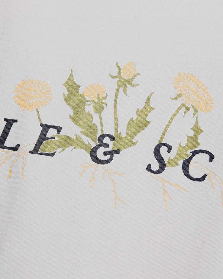 Lyle & Scott T-shirt Wit heren (DANDELION SCRIPT GRAPHIC T-SHIRT - TS2417V.626) - GL Sport (Sluis)