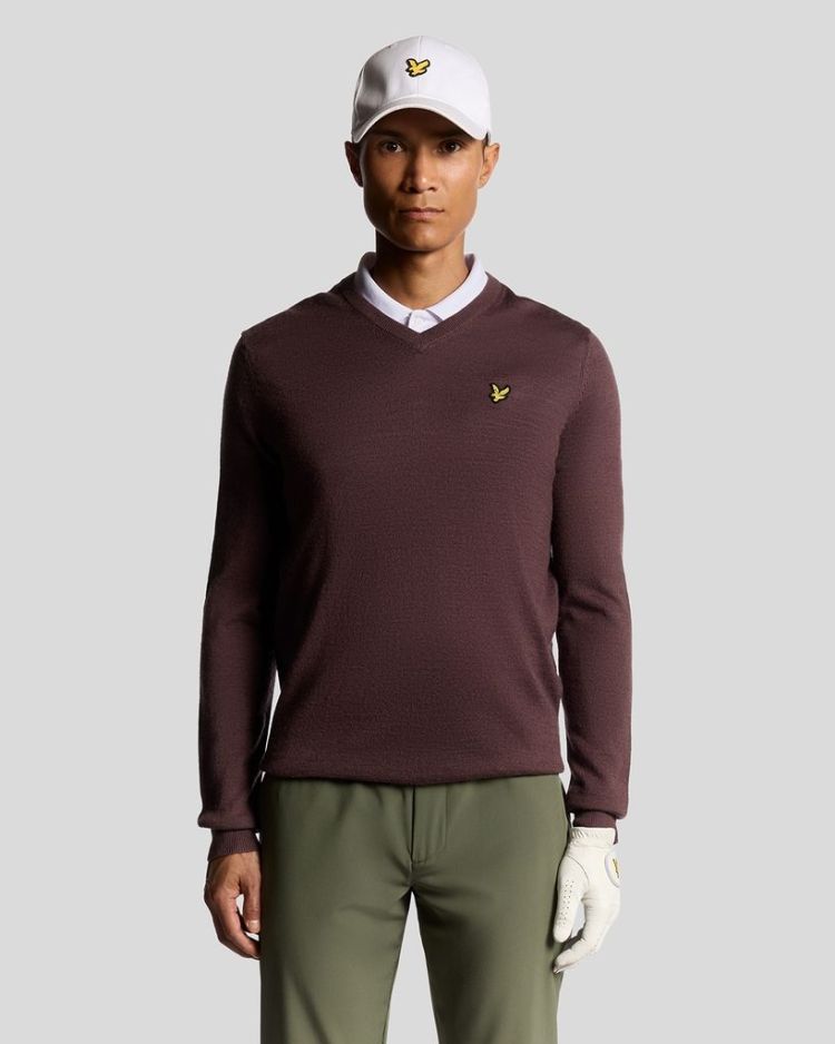 Lyle & Scott Pull Rood heren (GOLF V-NECK PULLOVER - KN2168G.Z292) - GL Sport (Sluis)