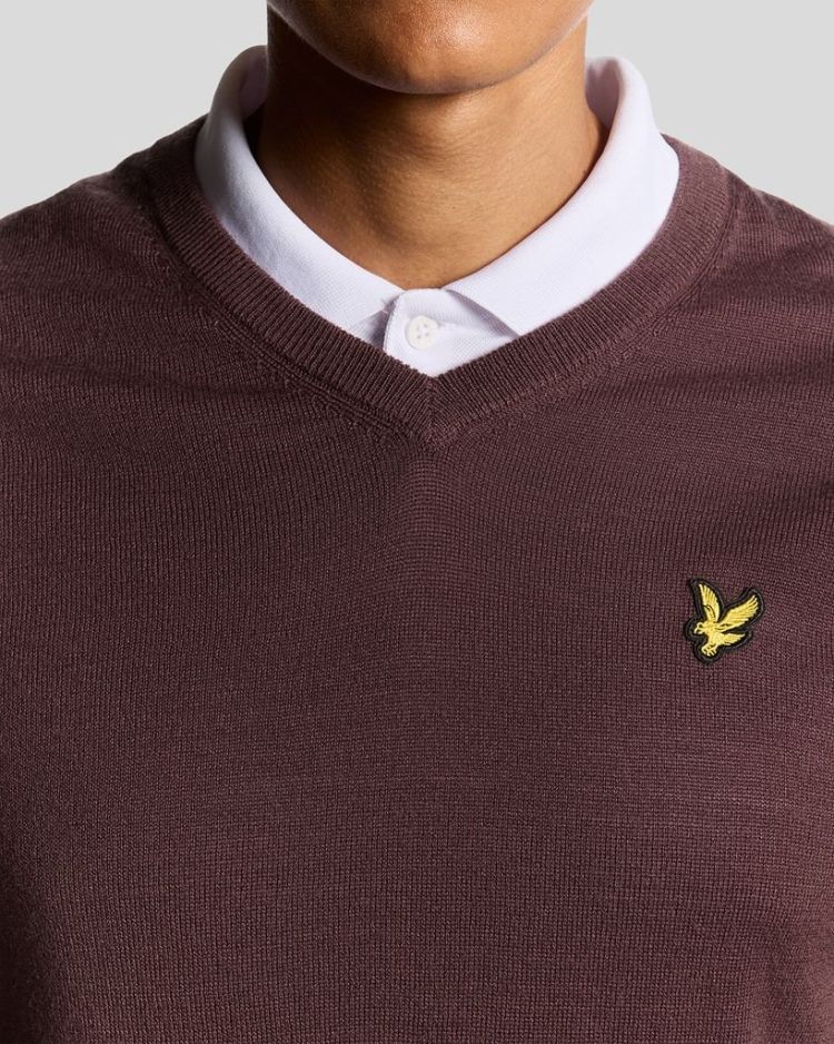 Lyle & Scott Pull Rood heren (GOLF V-NECK PULLOVER - KN2168G.Z292) - GL Sport (Sluis)