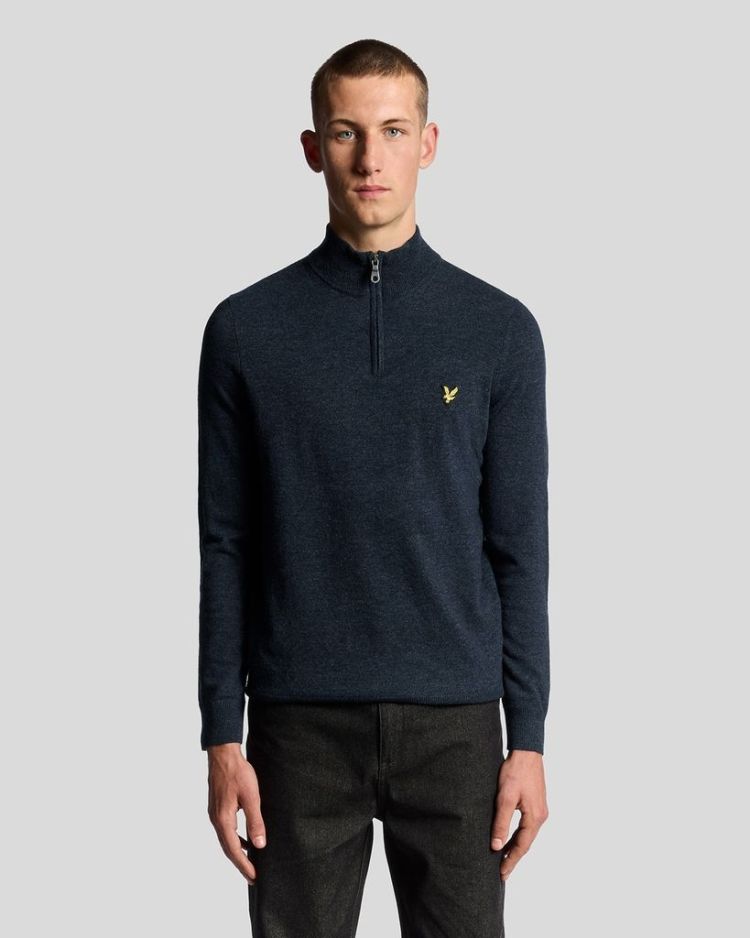 Lyle & Scott Pull Blauw heren (LAMBSWOOL BLEND QUARTER ZIP JUMPER - KN2330V.Z56) - GL Sport (Sluis)