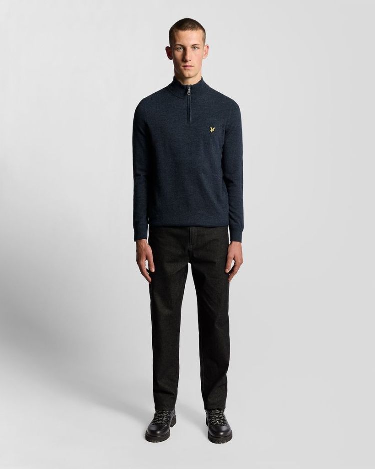 Lyle & Scott Pull Blauw heren (LAMBSWOOL BLEND QUARTER ZIP JUMPER - KN2330V.Z56) - GL Sport (Sluis)