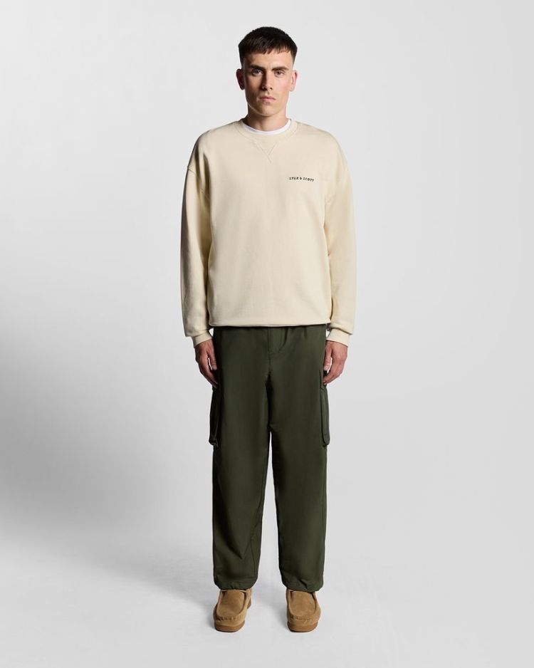 Lyle & Scott Sweater Beige heren (SCRIPT BRUSHBACK CREW NECK SWEATSHIRT - ML2320V.X869) - GL Sport (Sluis)