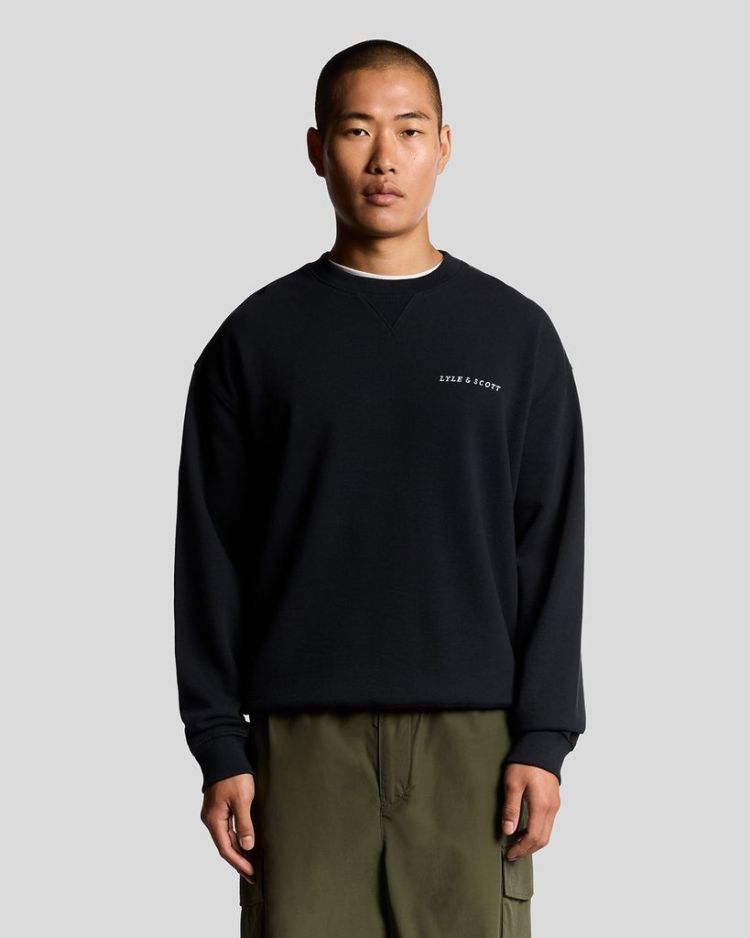 Lyle & Scott Sweater Blauw heren (SCRIPT BRUSHBACK CREW NECK SWEATSHIRT - ML2320V.Z271) - GL Sport (Sluis)