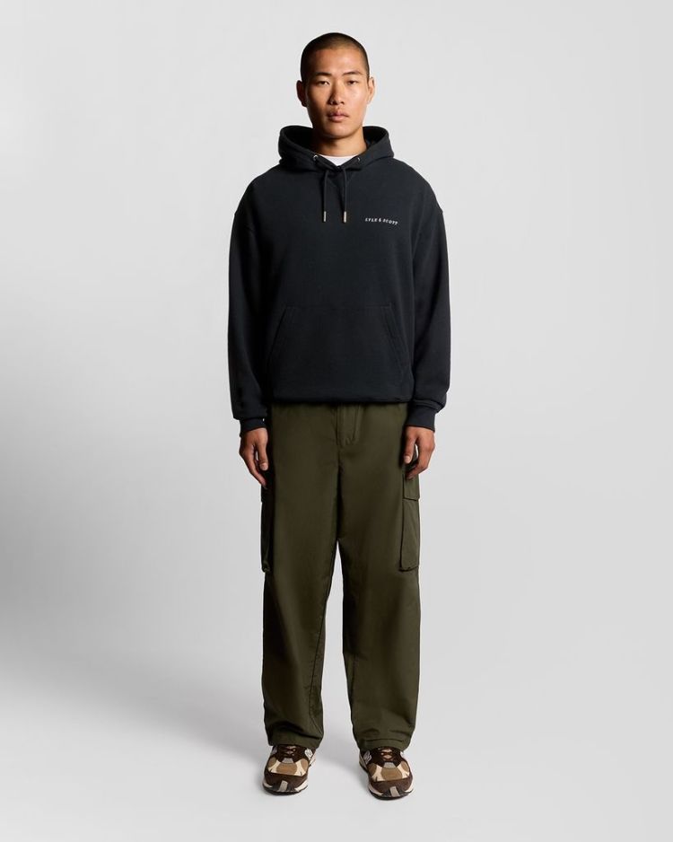 Lyle & Scott Hoodie Blauw heren (SCRIPT BRUSHBACK PULLOVER HOODIE  - ML2321V.Z271) - GL Sport (Sluis)