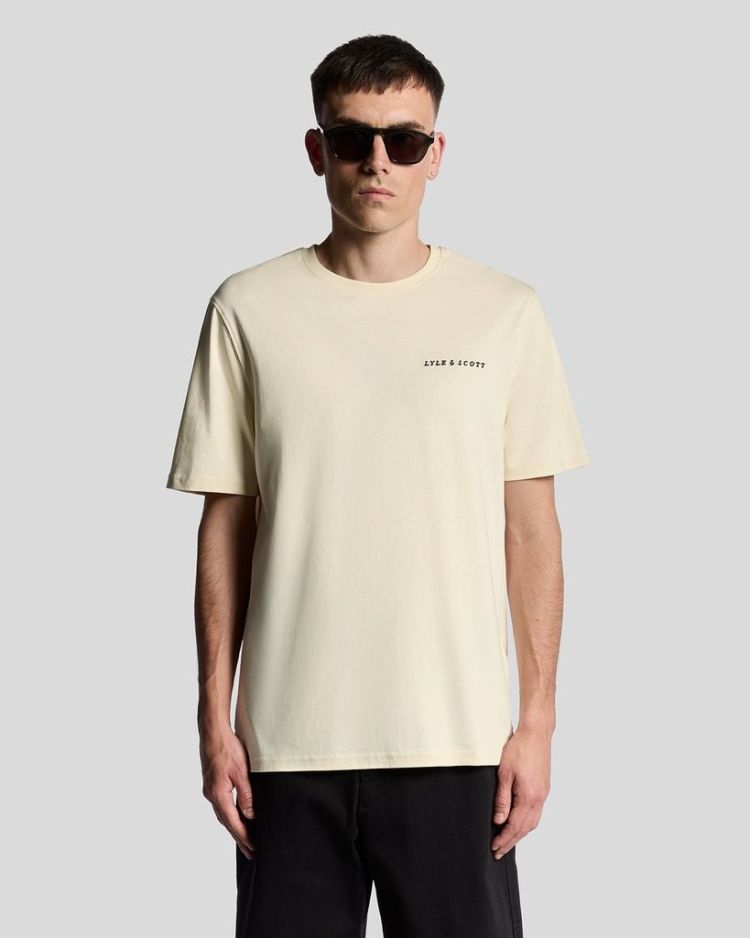 Lyle & Scott T-shirt Beige heren (SCRIPT T-SHIRT - TS2300V.X869) - GL Sport (Sluis)