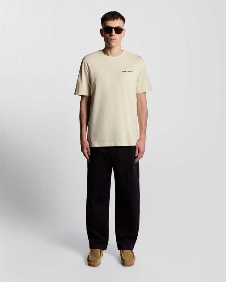 Lyle & Scott T-shirt Beige heren (SCRIPT T-SHIRT - TS2300V.X869) - GL Sport (Sluis)