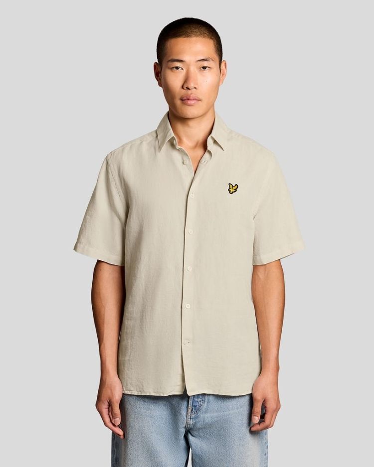 Lyle & Scott Overhemd Beige heren (SHORT SLEEVE LINEN BLEND SHIRT - SW2411V.W870) - GL Sport (Sluis)