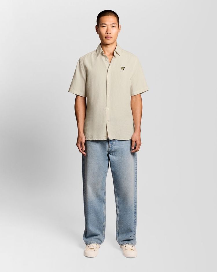 Lyle & Scott Overhemd Beige heren (SHORT SLEEVE LINEN BLEND SHIRT - SW2411V.W870) - GL Sport (Sluis)