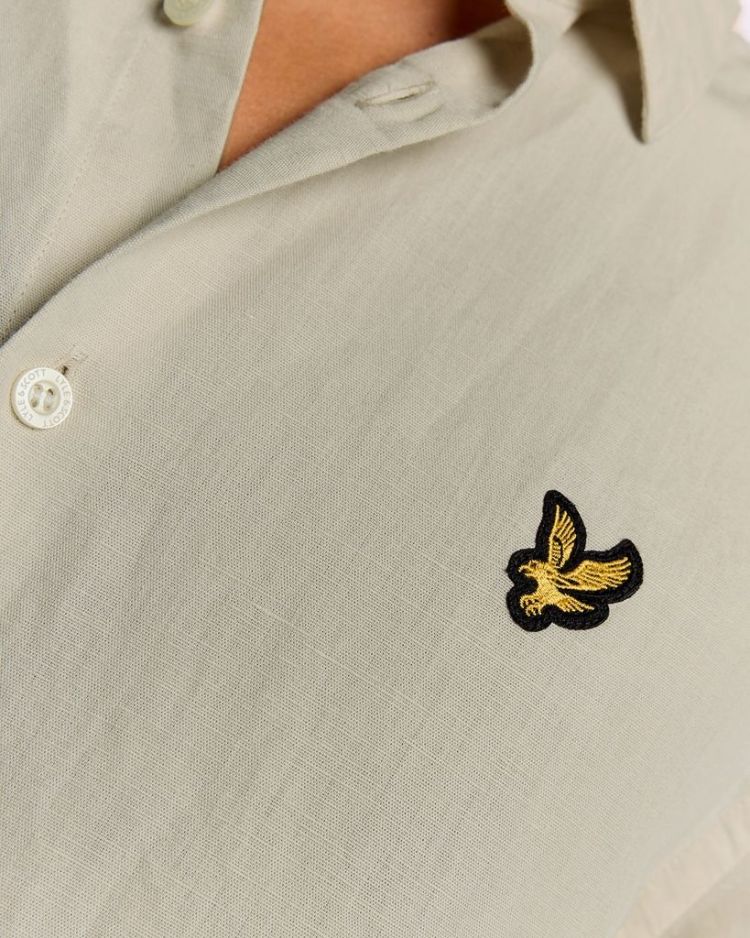 Lyle & Scott Overhemd Beige heren (SHORT SLEEVE LINEN BLEND SHIRT - SW2411V.W870) - GL Sport (Sluis)