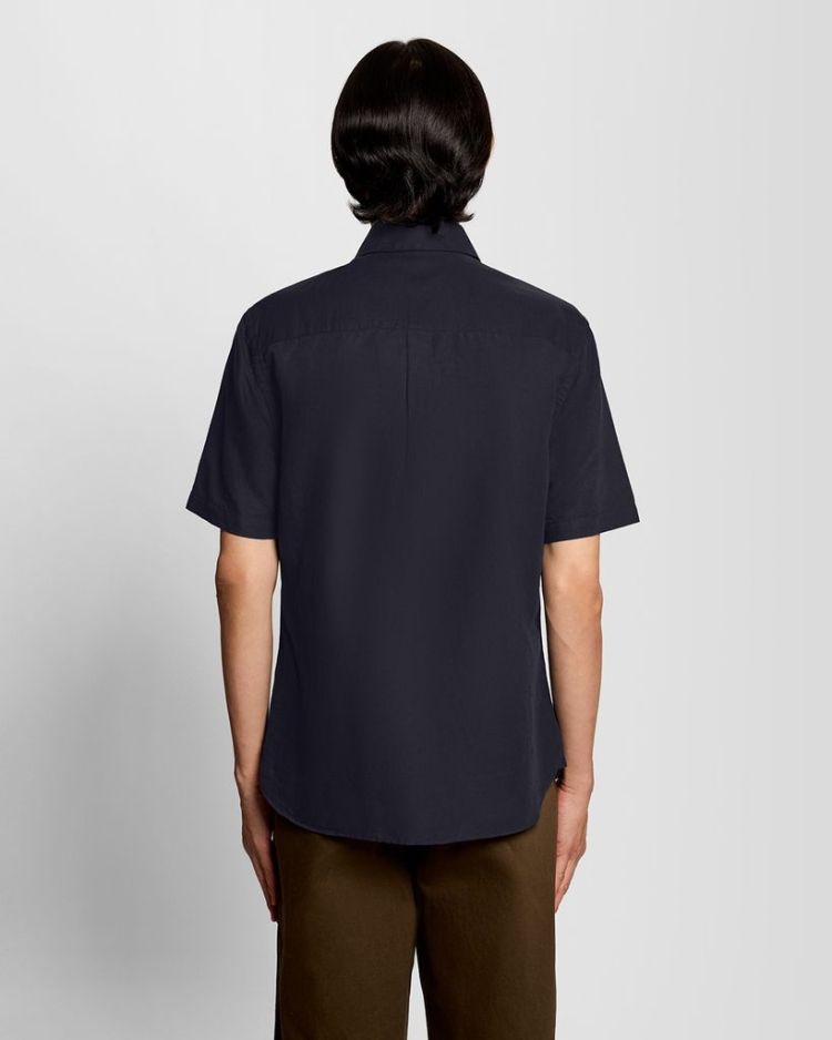 Lyle & Scott Overhemd Blauw heren (SHORT SLEEVE LINEN BLEND SHIRT - SW2411V.Z271) - GL Sport (Sluis)