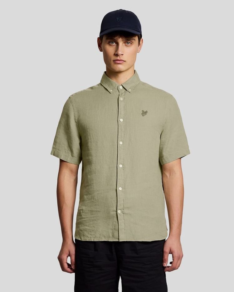 Lyle & Scott Overhemd Groen heren (SHORT SLEEVE LINEN SHIRT - SW2449V.Y084) - GL Sport (Sluis)
