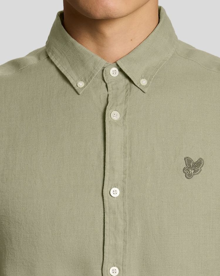 Lyle & Scott Overhemd Groen heren (SHORT SLEEVE LINEN SHIRT - SW2449V.Y084) - GL Sport (Sluis)