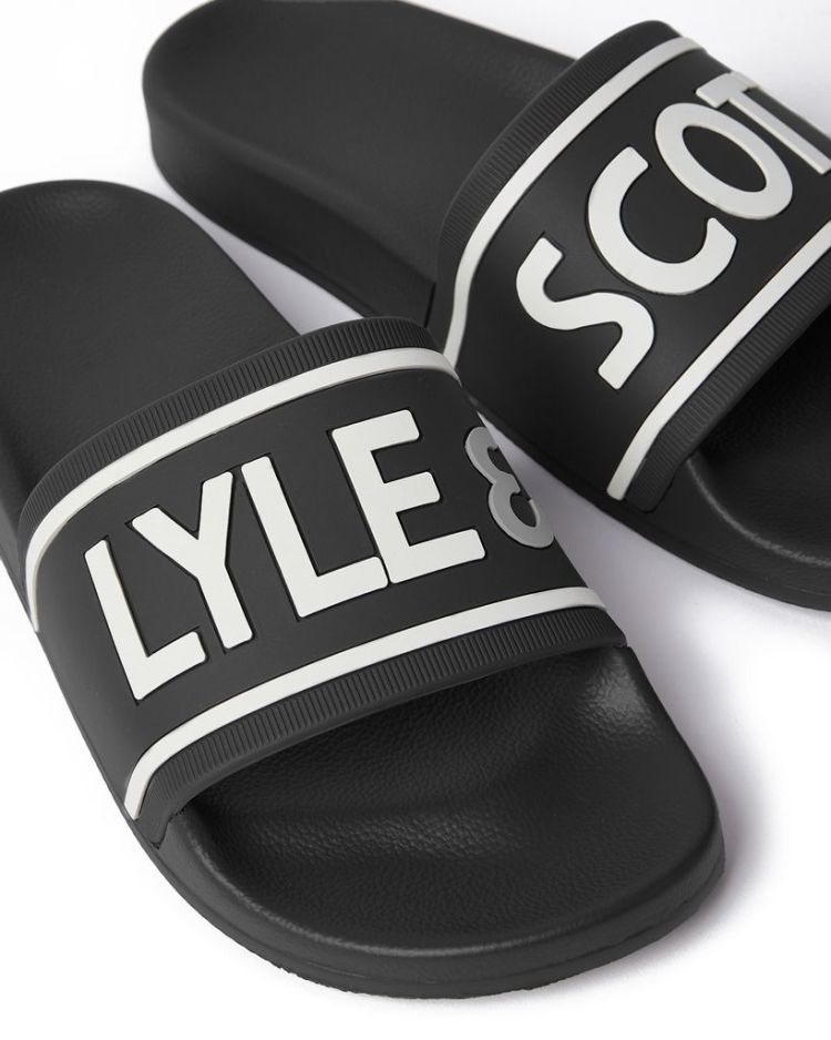 Lyle & Scott Slippers Zwart heren (SLIDER - FW2200V.Z865) - GL Sport (Sluis)
