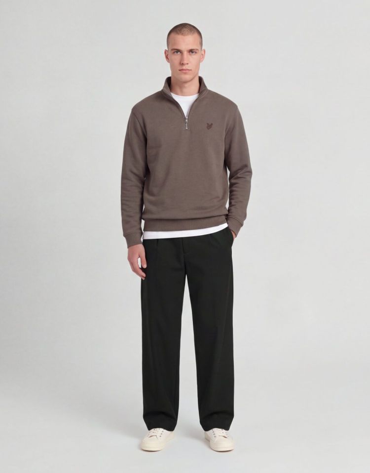 Lyle & Scott Sweater Taupe heren (SUPERFINE QUARTER ZIP SWEATSHIRT - ML2258TONT.Y268) - GL Sport (Sluis)