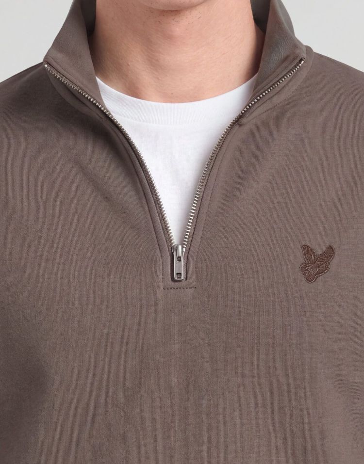 Lyle & Scott Sweater Taupe heren (SUPERFINE QUARTER ZIP SWEATSHIRT - ML2258TONT.Y268) - GL Sport (Sluis)