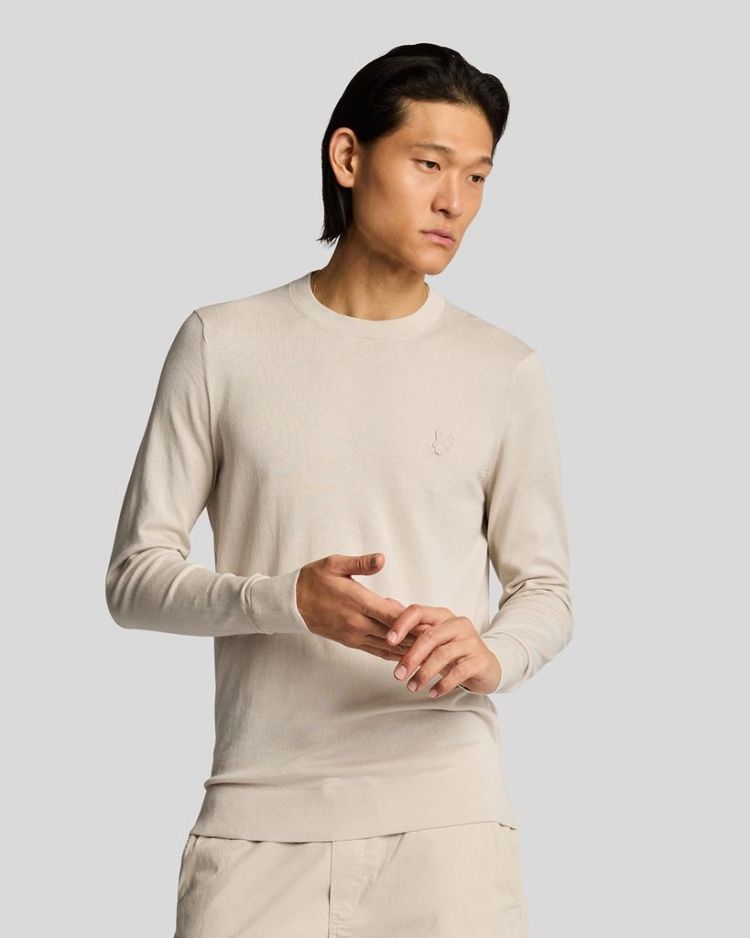 Lyle & Scott Pull Beige heren (TONAL SUPERFINE CREW NECK JUMPER - KN2235TON.W870) - GL Sport (Sluis)