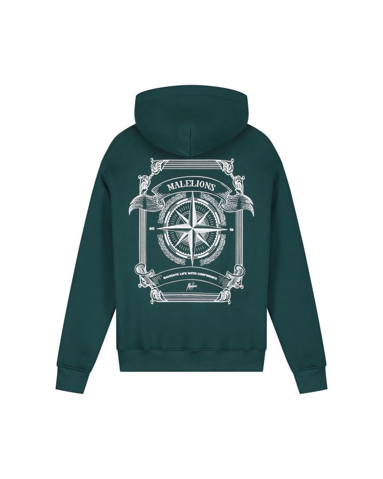 Malelions Hoodie Groen heren (MEN COMPASS HOODIE - MM1-SS25-25.PGREEN) - GL Sport (Sluis)