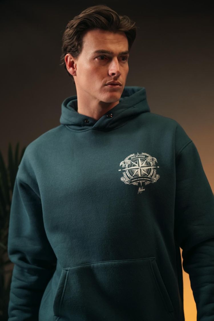 Malelions Hoodie Groen heren (MEN COMPASS HOODIE - MM1-SS25-25.PGREEN) - GL Sport (Sluis)