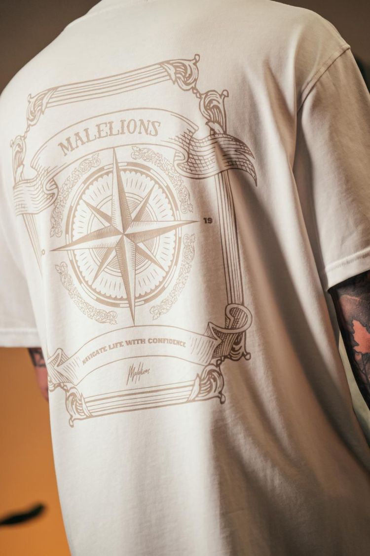 Malelions T-shirt Wit heren (MEN COMPASS T-SHIRT - MM1-SS25-29.WHITE) - GL Sport (Sluis)