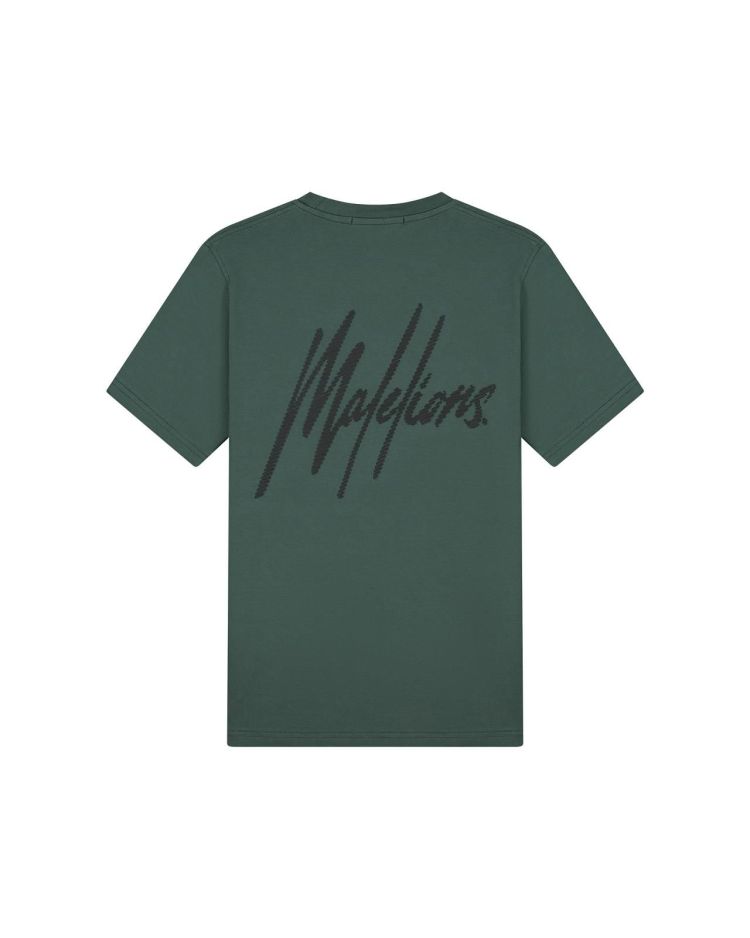 Malelions T-shirt Groen heren (MEN STRIPED SIGNATURE T-SHIRT - MM1-AW24-09.DARKGREEN) - GL Sport (Sluis)