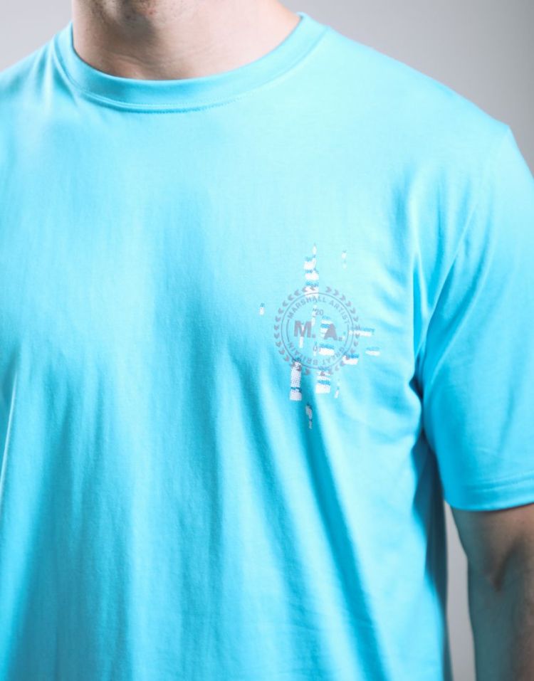 Marshall Artist T-shirt Blauw heren (GLITCH THEORY BACK PRINT T-SHIRT - MSATM11184.067) - GL Sport (Sluis)