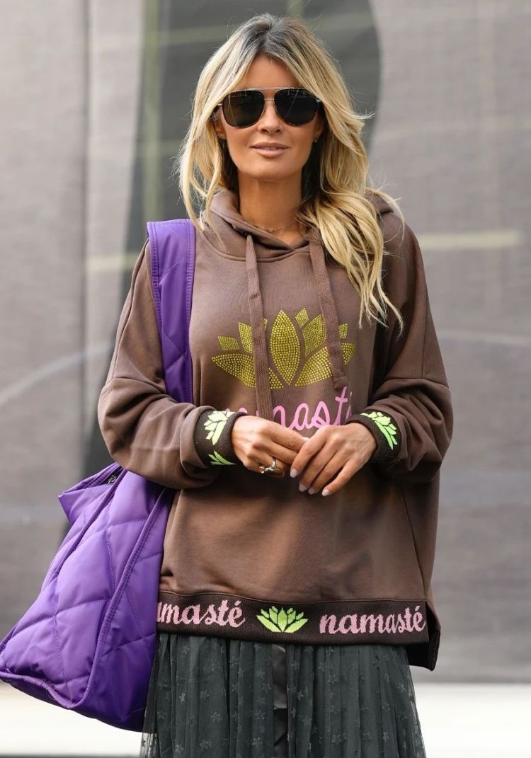Miss Goodlife Hoodie Bruin dames (HOODIE NAMASTE STRASS - MG13275.274) - GL Sport (Sluis)