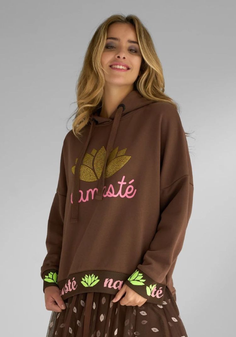 Miss Goodlife Hoodie Bruin dames (HOODIE NAMASTE STRASS - MG13275.274) - GL Sport (Sluis)
