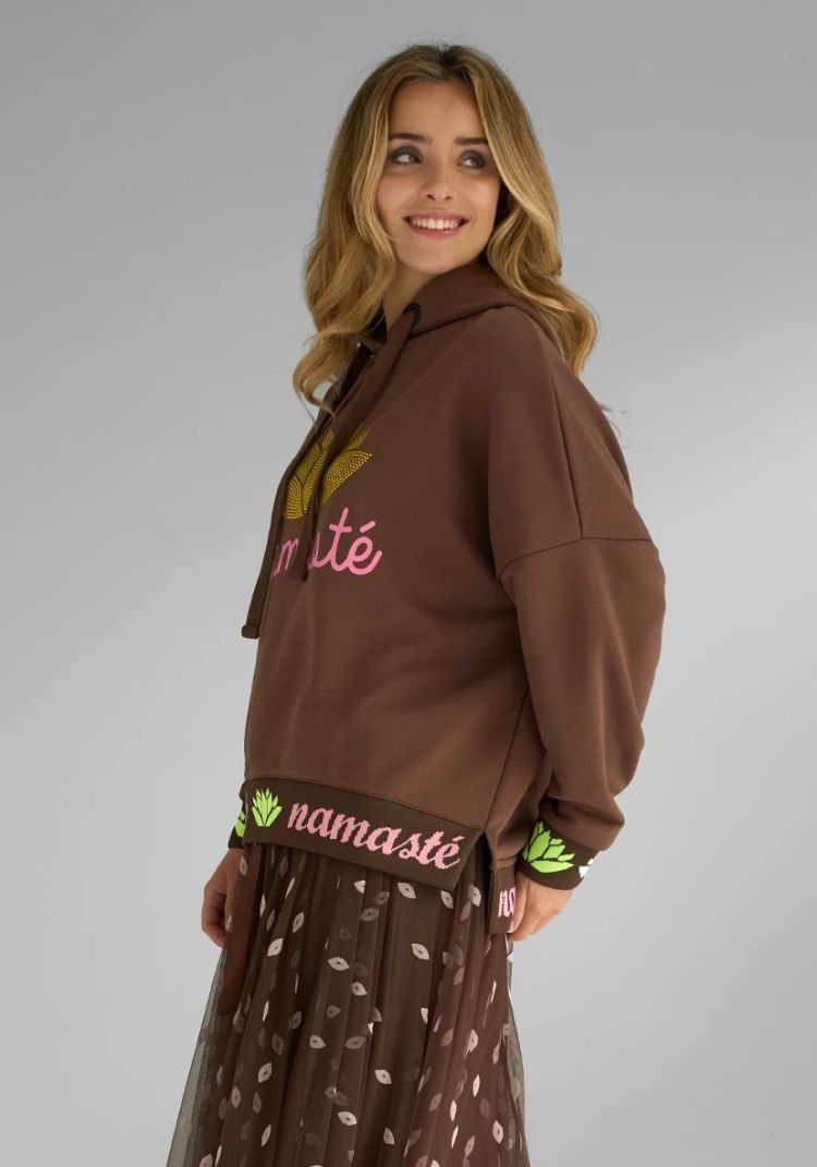 Miss Goodlife Hoodie Bruin dames (HOODIE NAMASTE STRASS - MG13275.274) - GL Sport (Sluis)