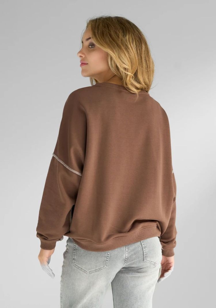 Miss Goodlife Sweater Bruin dames (ROUNDNECK FLASHY HEARTFACE STRASS - MG13272.273) - GL Sport (Sluis)
