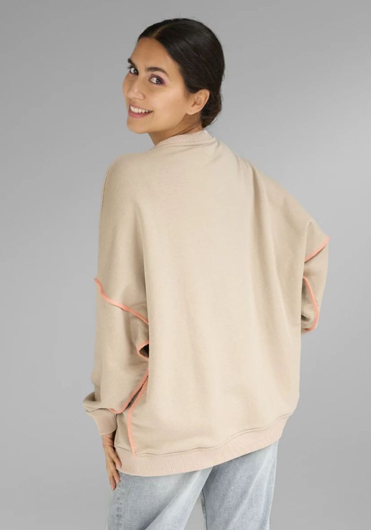 Miss Goodlife Sweater Creme dames (ROUNDNECK FLASHY HEARTFACE STRASS  - MG12934.79) - GL Sport (Sluis)