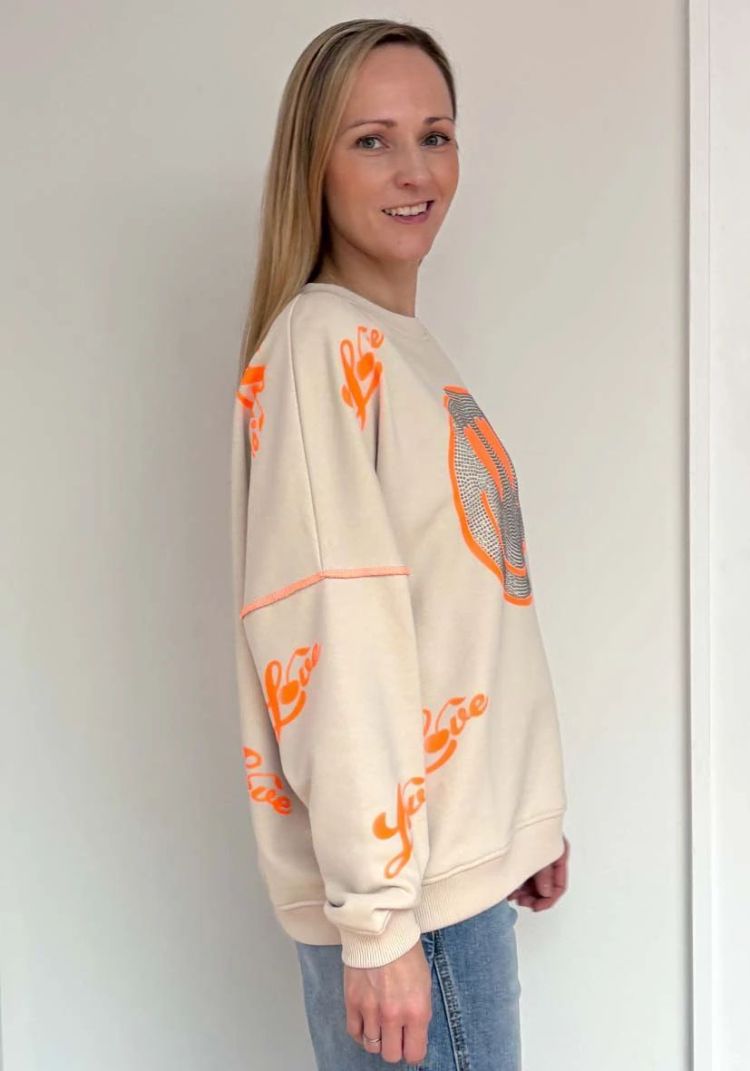 Miss Goodlife Sweater Creme dames (ROUNDNECK HEARTFACE CHERRY LOVE - MG10447.175) - GL Sport (Sluis)