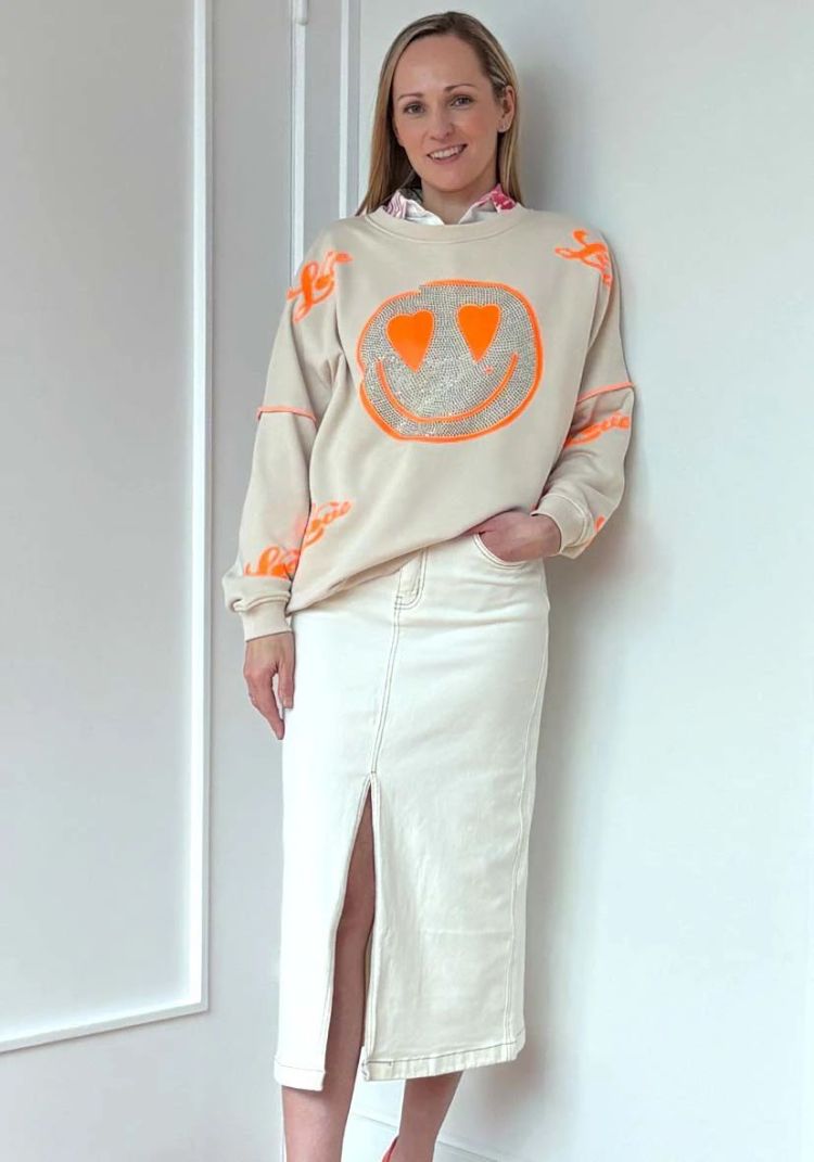 Miss Goodlife Sweater Creme dames (ROUNDNECK HEARTFACE CHERRY LOVE - MG10447.175) - GL Sport (Sluis)