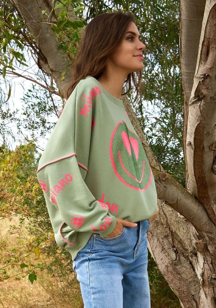 Miss Goodlife Sweater Beige dames (ROUNDNECK HEARTFACE CITY - MG13327.237) - GL Sport (Sluis)