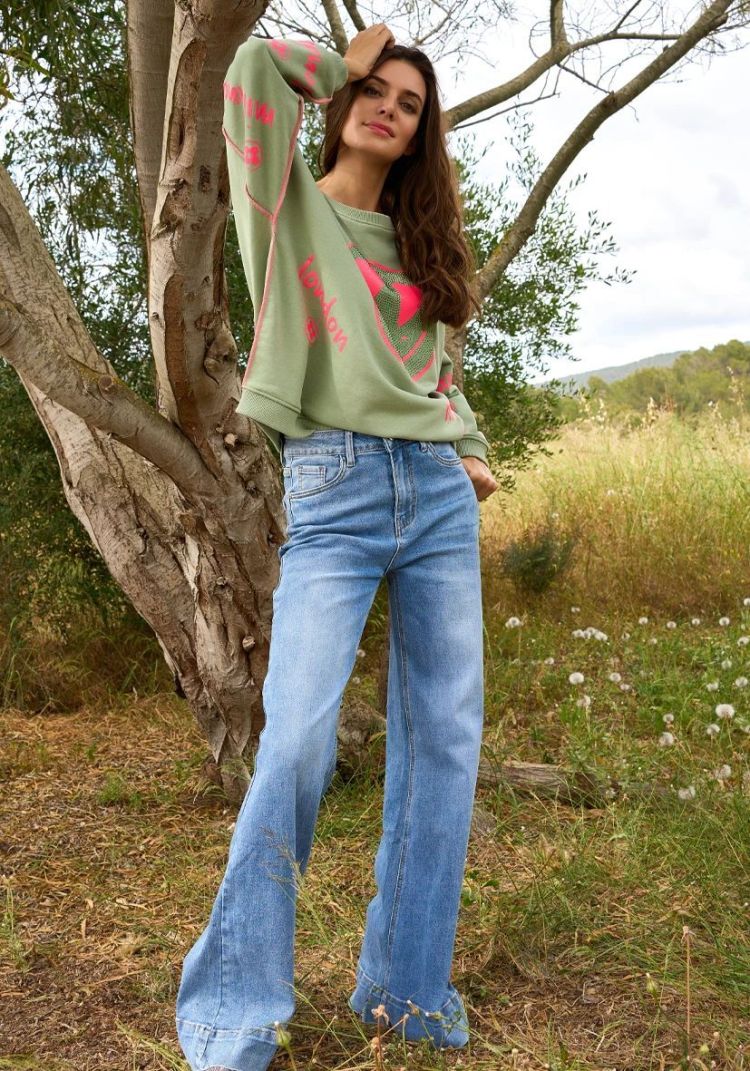 Miss Goodlife Sweater Beige dames (ROUNDNECK HEARTFACE CITY - MG13327.237) - GL Sport (Sluis)