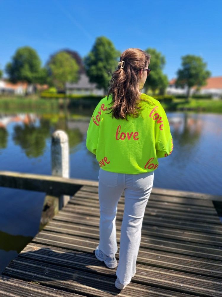 Miss Goodlife Sweater Geel dames (ROUNDNECK LOVE HEARTFACE - MG8634.144) - GL Sport (Sluis)