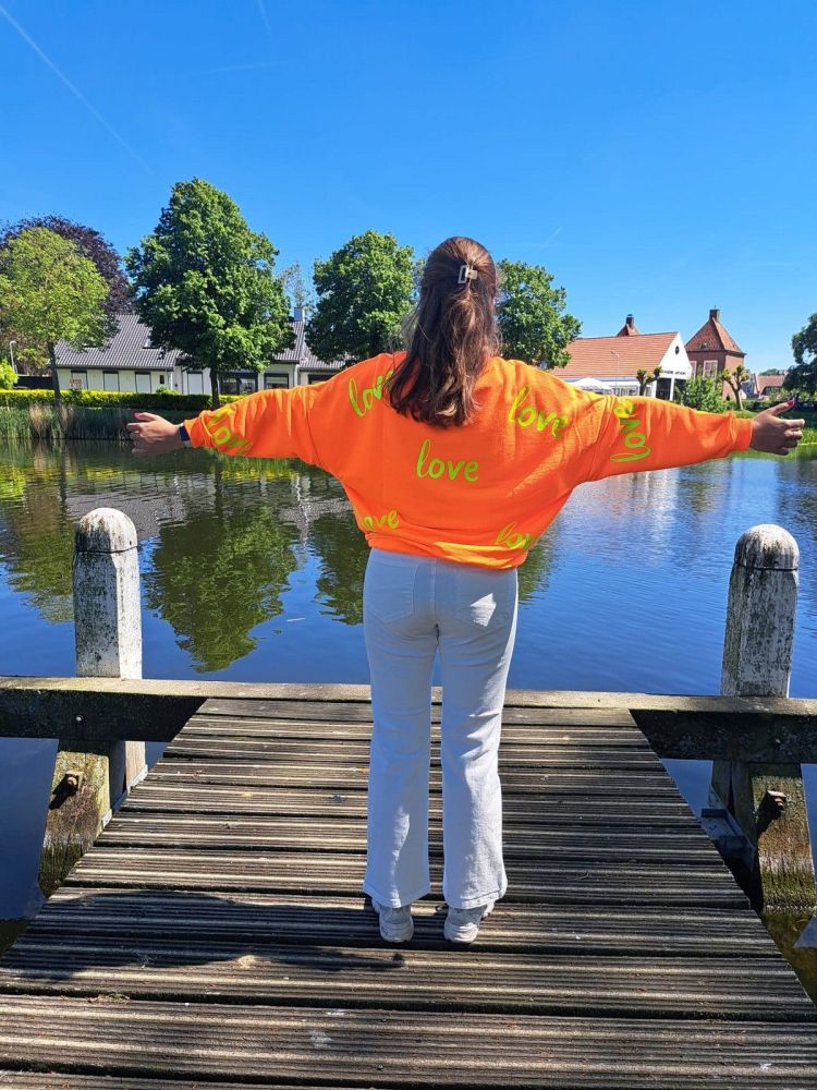 Miss Goodlife Sweater Oranje dames (ROUNDNECK LOVE HEARTFACE - MG8636.139) - GL Sport (Sluis)