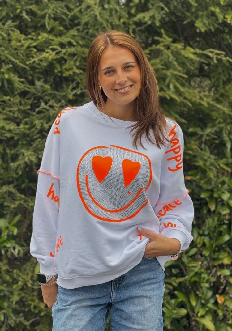 Miss Goodlife Sweater Wit dames (ROUNDNECK LOVE HEARTFACE - MG11456.55) - GL Sport (Sluis)